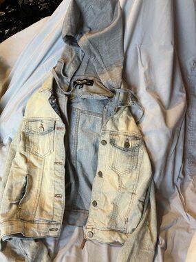 Jou Jou Gray Hooded Denim Jacket